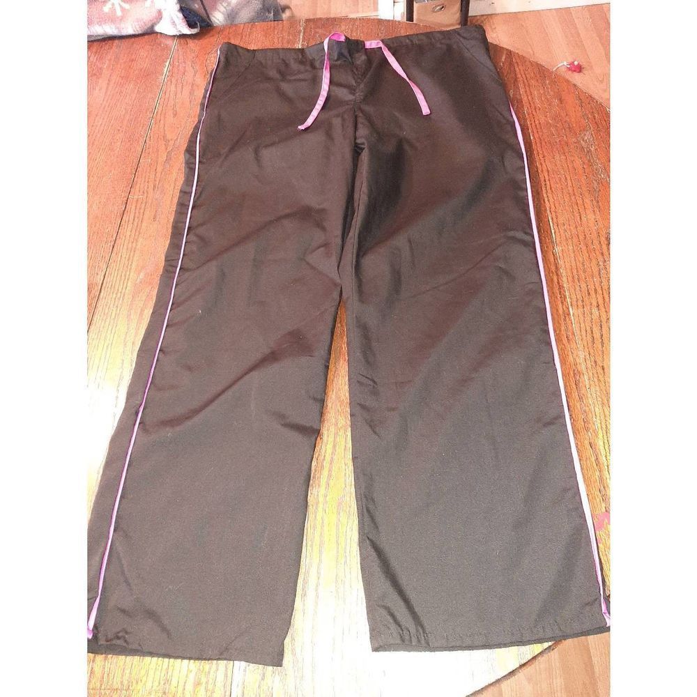 Medium Natural Uniforms Black Pink Natural Style Scrub Pants Bottoms Drawstring